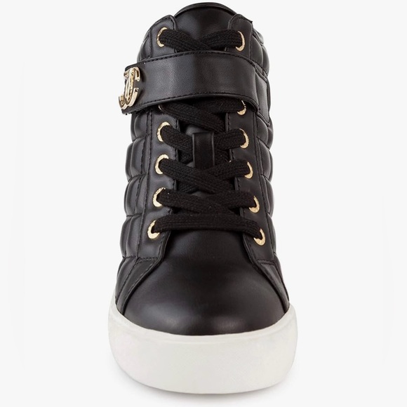 Juicy Couture Black Platform Wedge High-Top Sneakers Size 9.5 - Picture 4 of 14